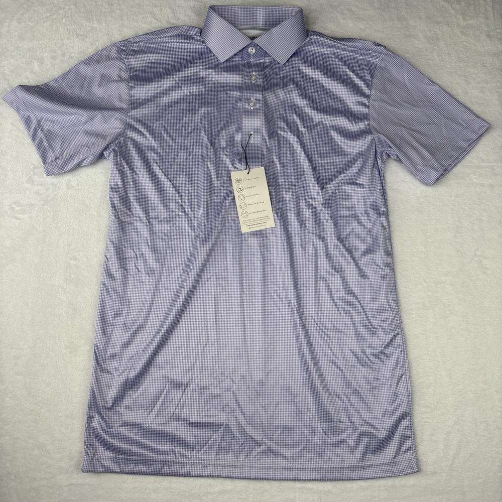 Collars and Co. Short Sleeve Polo Lavender Houndstooth Shirt Size S Purple - Picture 7 of 7